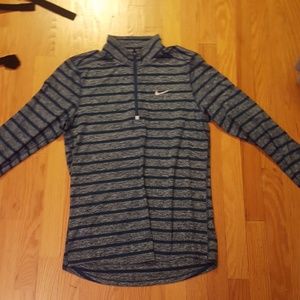 NWOT Nike Blue and Teal Striped Quarter Zip Hoodie